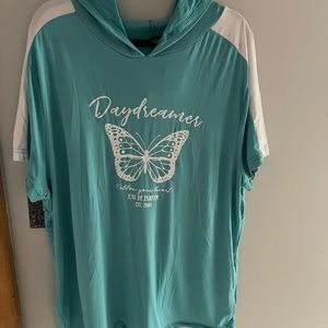Size 4X Turquoise & White Hoodie NEW
